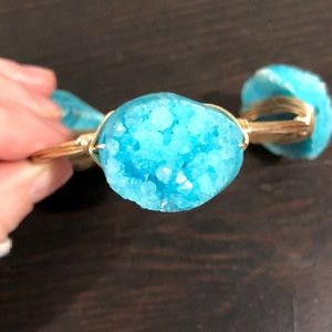 Turquoise and gold geo bangle